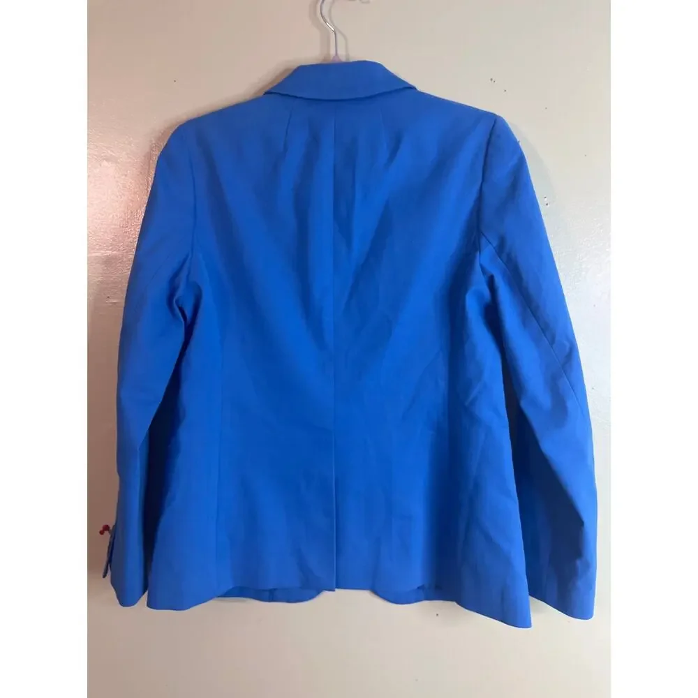 J.Crew Girlfriend Chino Blazer Blue One Button Tailored Stretch Cotton Size 6
